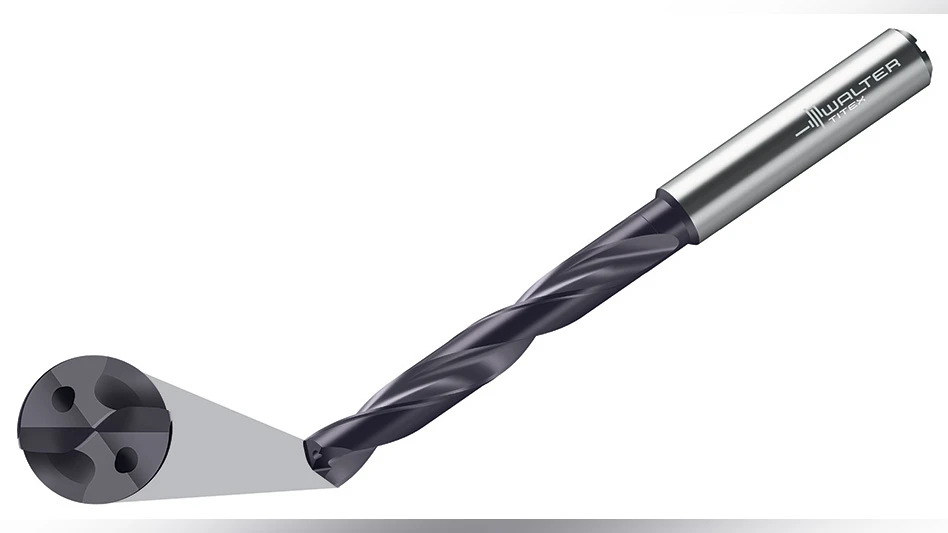 WAL-584: Walter DC180 Supreme solid carbide drill with a straight cutting for maximum stability.