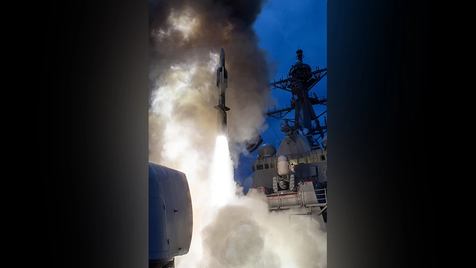 The guided missile destroyer USS John Paul Jones launches a Standard Missile-6 during a live-fire test of the ship's aegis weapons system, June 19, 2014. Over the course of three days, the crew of John Paul Jones successfully engaged six targets, firing a total of five missiles that included four SM-6 models and one SM-2 model.