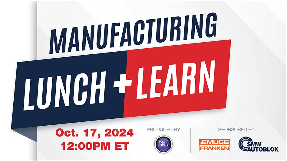 Banner image with the words Manufacturing Lunch + Learn