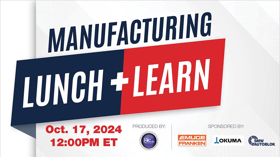 Banner image with the words Manufacturing Lunch + Learn