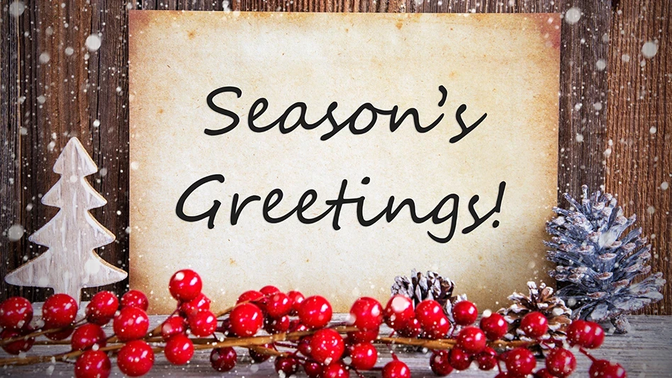 holiday card saying seasons greetings