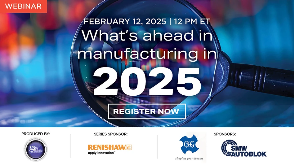 Banner image reading What's ahead in manufacturing in 2025